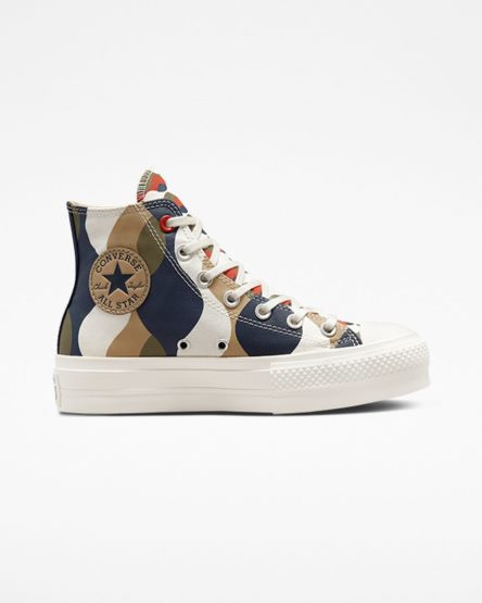 Women's Converse Chuck Taylor All Star Lift Twisted Classics High Top Platform Shoes Obsidian / Khaki | AU C4980F